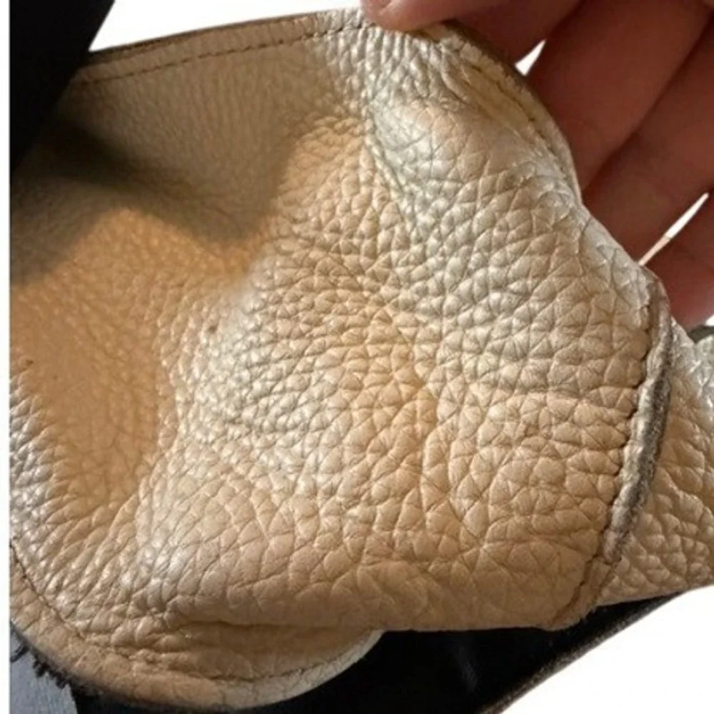 J.Fold Leather Messenger Bag RARE Cream Black Abstract Scribble Crossbody Urban‎
